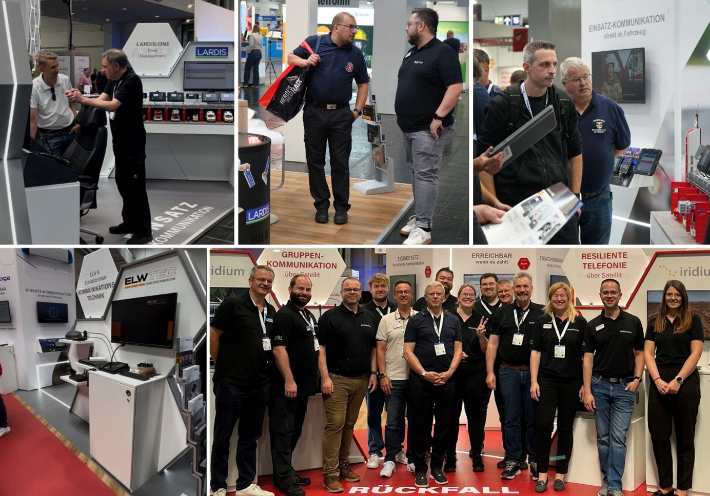 Impressionen von der INTERSCHUTZ 2026 mit Fachgesprächen zu Einsatzkommunikation, Lösungen für Führungsfahrzeuge und Einsatzzentralen sowie dem Messeteam am Stand.